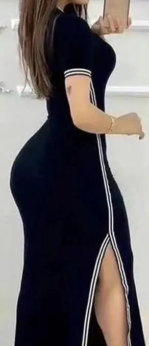 👗✨ Vestido Casual Feminino Meia Panturrilha – Gola Redonda, Alta Elasticidade e Caimento Leve para o Verão 2024!