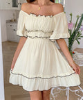 👗✨ Vestido Midi CHAIYAO com Pregas – Decote Quadrado, Manga Média e Cintura Elástica! Perfeito para o Verão 2025 ☀️